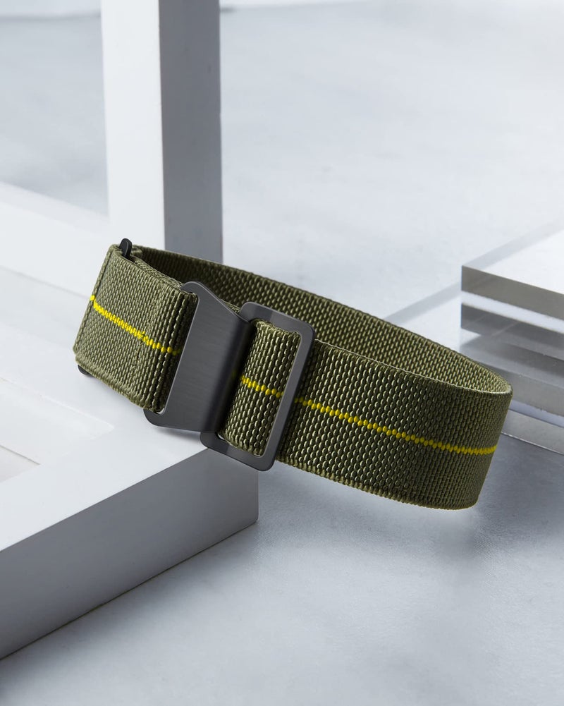 BINLUN Elastic Nylon Watch Band 18mm 20mm 22mm Marine Nationale Fabric Military Parachute Replacement Watch Strap Men Women Silver & Black Buckle - Upgraded Hook-and-Loop Buckle - Image 3